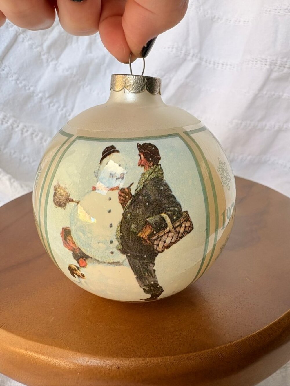 Vintage 1979 Norman Rockwell Snow Sculpture Ornament w/ Box